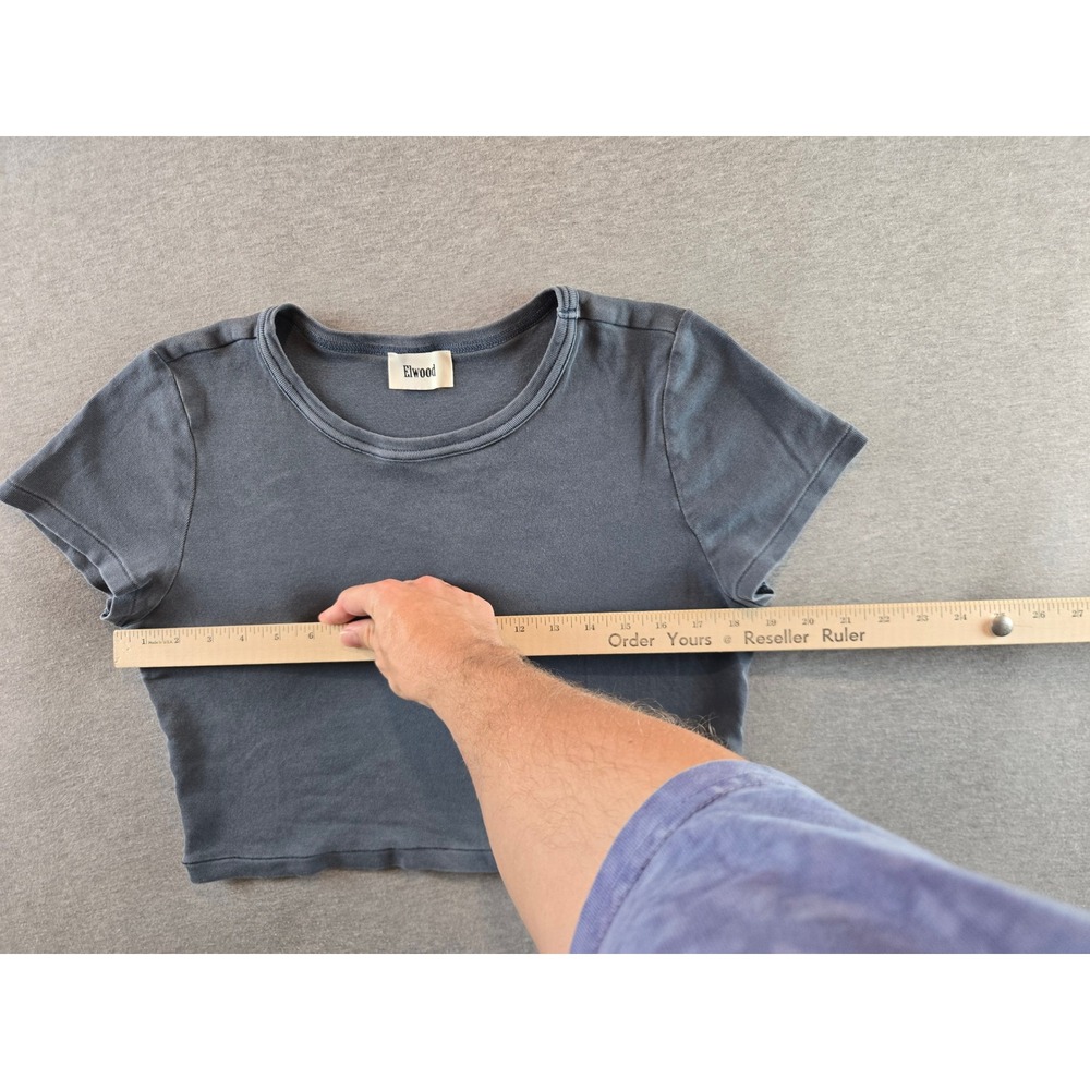 Elwood Babydoll Core Tee Womens XXL Faded Blue Organic Cotton Crop Single Stitch - Picture 6 of 7